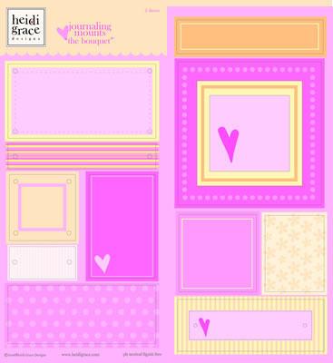 Heidi Grace - The Bouquet - Chipboard Journaling Mounts with Flocking  (sold in 3's)